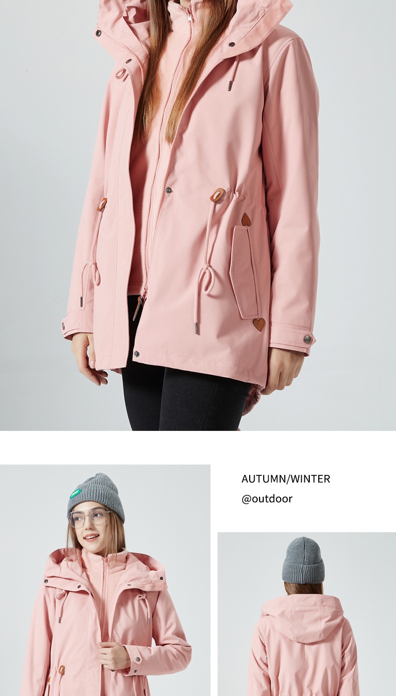 Giacca impermeabile antivento trench di media lunghezza da donna ActiveGo, modello invernale 3 in 1, molto venduta oltre confine_voghion.com