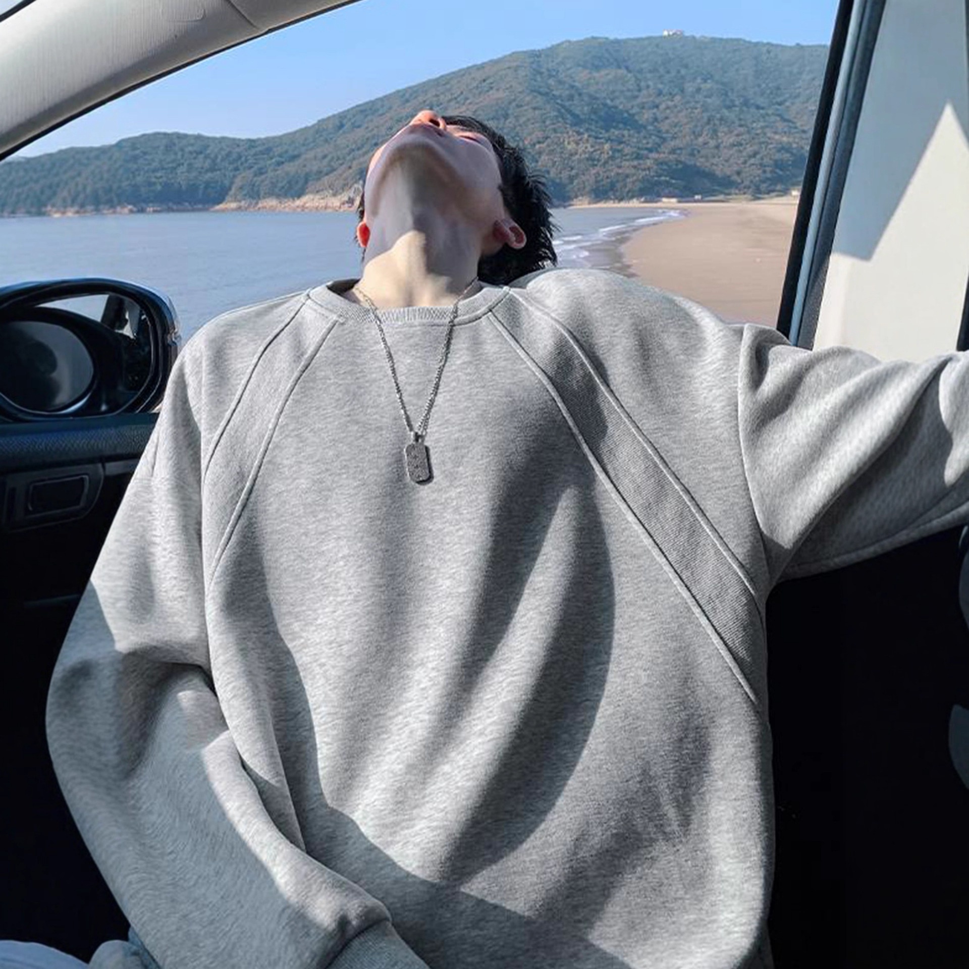 Sweat-shirt ample et épais pour homme, style américain, col rond, coupe classique tendance, idéal pour le printemps et l'automne._voghion.com