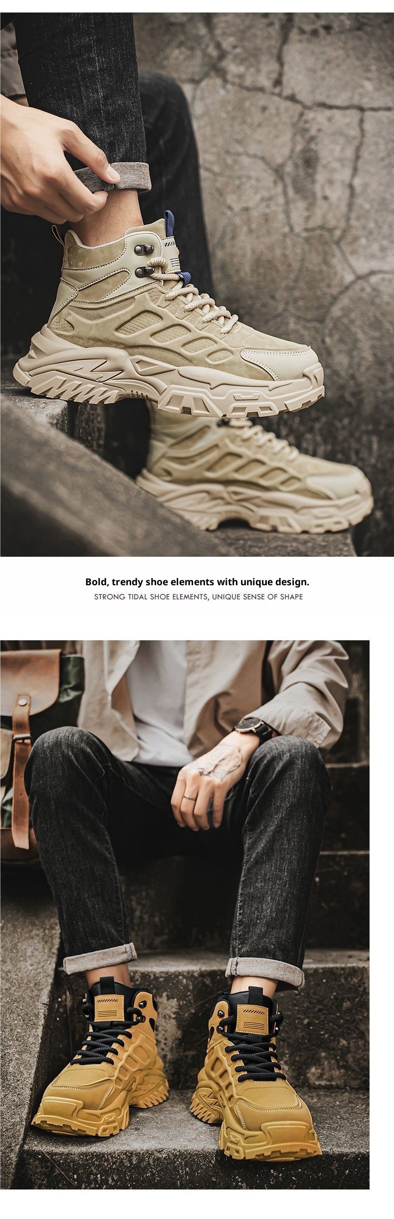 ShoeGlobe Men's Autumn New Outdoor Hiking Sports Waterproof Non-Slip Construction Work Military Style Safety Shoes_voghion.com