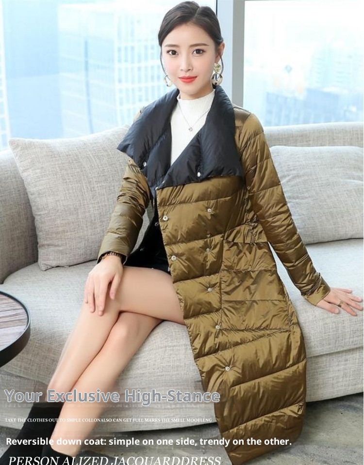 ChicShe Cross-Border Lightweight Down Jacket For Women, White Duck Down, 2024 Winter New Mid-Length Double-Sided Over-the-Knee_voghion.com