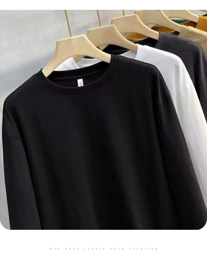 Maglietta a maniche lunghe da ragazzo, ampia, tinta unita, stile giapponese, girocollo, da uomo, taglie forti, in cotone_voghion.com