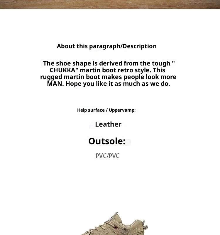 ShoeGlobe Spring Workwear Martin Boots Men's Waterproof Non-Slip Wear-Resistant Construction Site Sports Hiking Office Work Safety_voghion.com