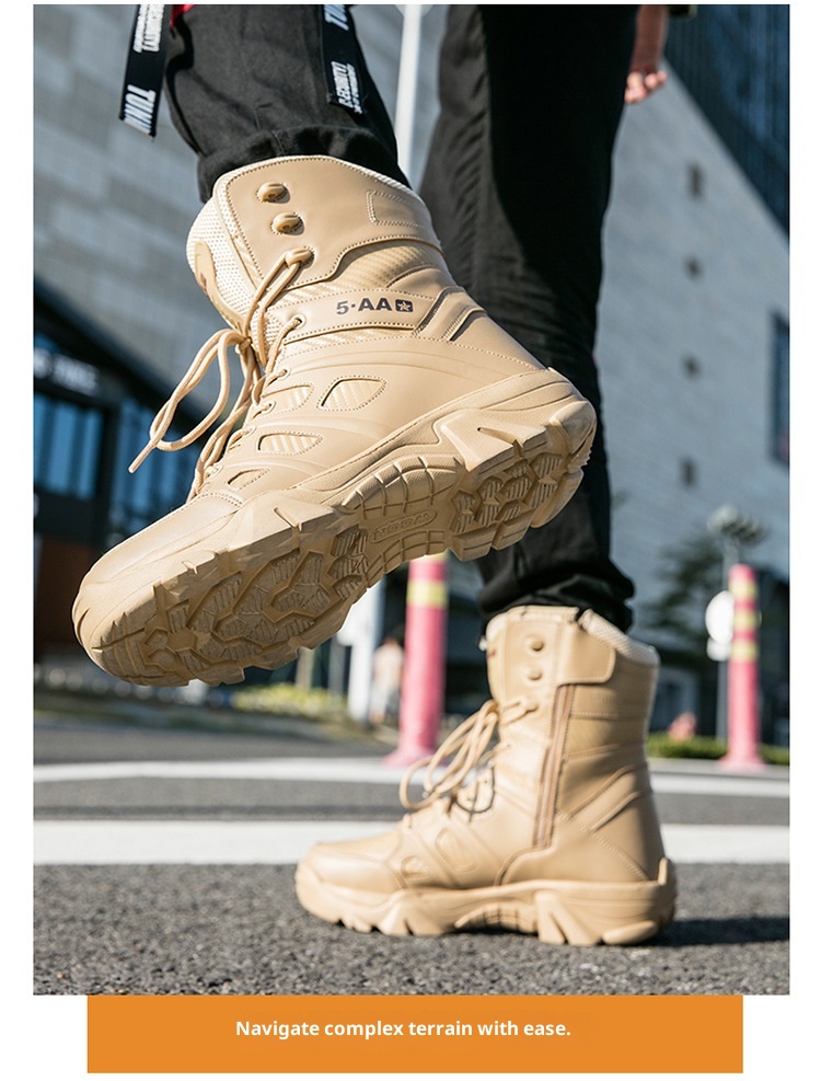 ShoeGlobe Neue Herbst/Winter Herren-Wanderschuhe, schwarz, rutschfest, flacher Absatz, Einheitsgröße, auf Lager, verdickter, hoher Schaft, haftend, vorne_voghion.com