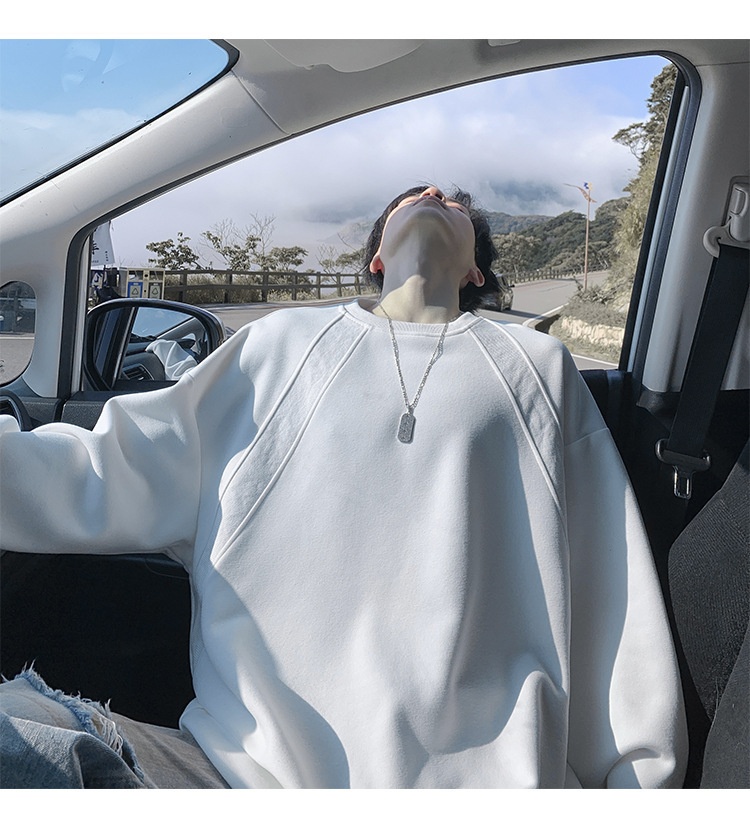 Sweat-shirt ample et épais pour homme, style américain, col rond, coupe classique tendance, idéal pour le printemps et l'automne._voghion.com