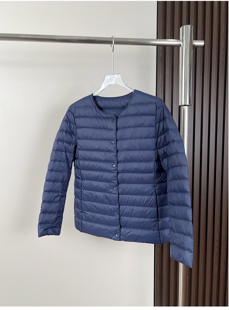 ChicShe Jiaxing Pinghu Down Jacket Short Long Sleeve Thin Collarless V-neck Lightweight Inner Liner Women U Home Same Style Base_voghion.com