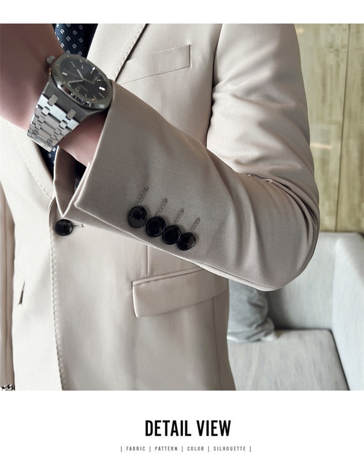 Completo casual da uomo in stile coreano, vestibilità slim, piccolo blazer, giacca da ufficio leggera, abito da sposo, abito da sposa_voghion.com