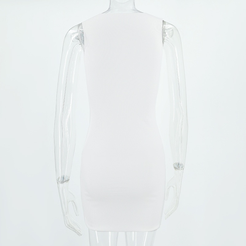 Robe moulante ChicShe 2023, style européen et américain, col rond, sans manches, couleur unie, coupe ajustée, collection été INS 025_voghion.com