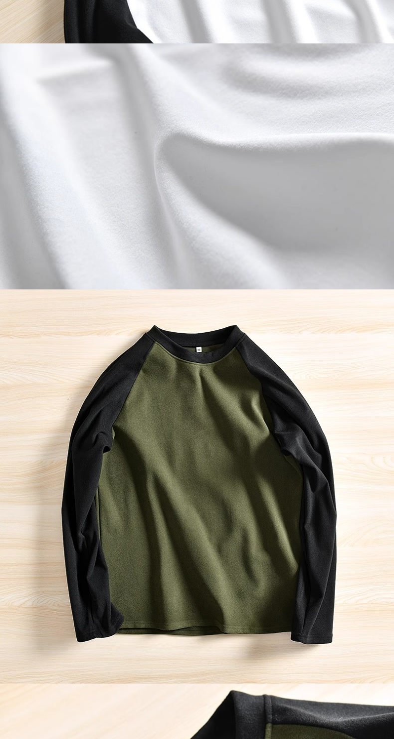 Jungen-Doppelseitiges Thermofleece-Raglan-Langarmshirt für Herren, warmes Patchwork-Farbblock-Shirt für Herbst und Winter_voghion.com