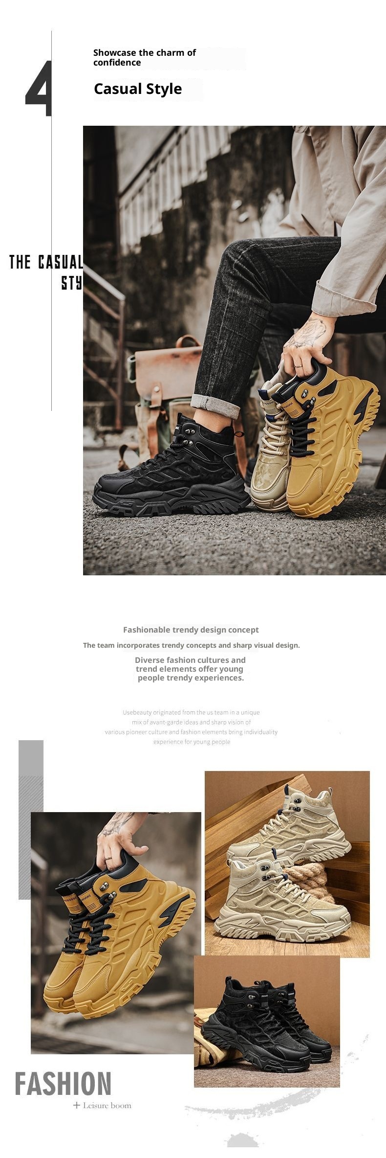 ShoeGlobe Men's Autumn New Outdoor Hiking Sports Waterproof Non-Slip Construction Work Military Style Safety Shoes_voghion.com