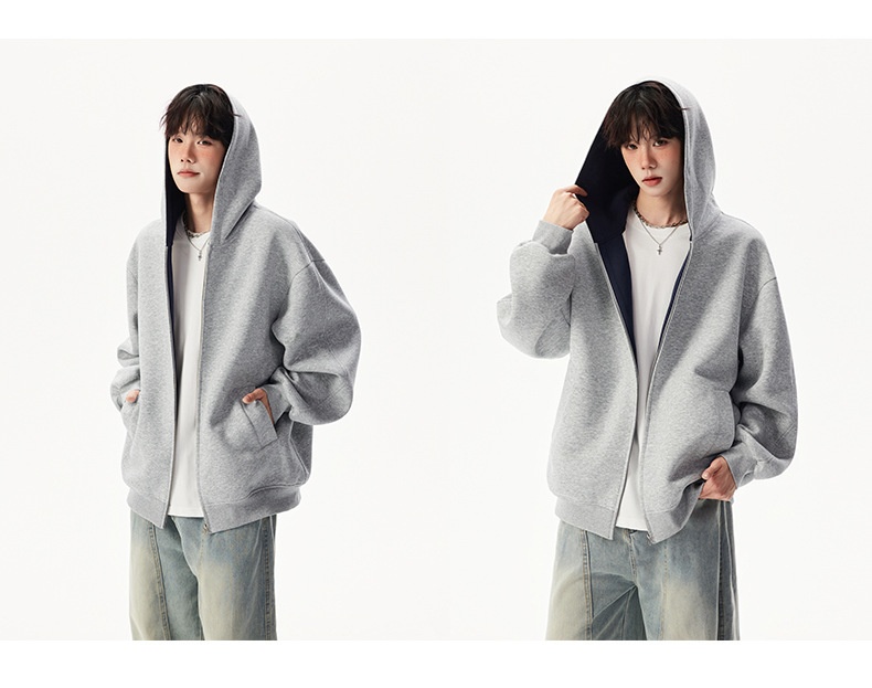 boy Boy American Style Casual Sweatshirt For Men And Women, Autumn New Trendy Loose Fit Versatile Color-Block Couple Hooded_voghion.com