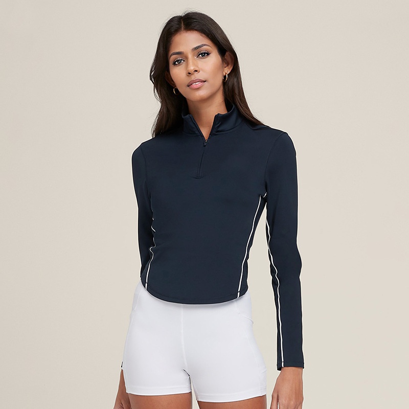 ActiveGo ActiveGo New European And American Style Women's Yoga Clothing Half-Zip Long Sleeve Top Quick-Dry Tight-Fitting Outdoor Running_voghion.com