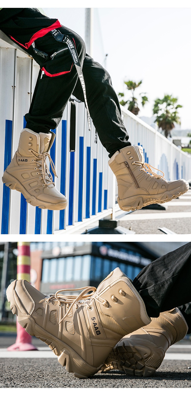 ShoeGlobe Neue Herbst/Winter Herren-Wanderschuhe, schwarz, rutschfest, flacher Absatz, Einheitsgröße, auf Lager, verdickter, hoher Schaft, haftend, vorne_voghion.com