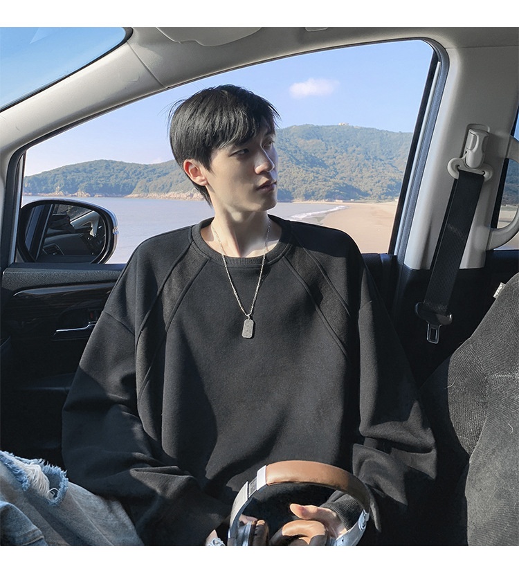 Sweat-shirt ample et épais pour homme, style américain, col rond, coupe classique tendance, idéal pour le printemps et l'automne._voghion.com