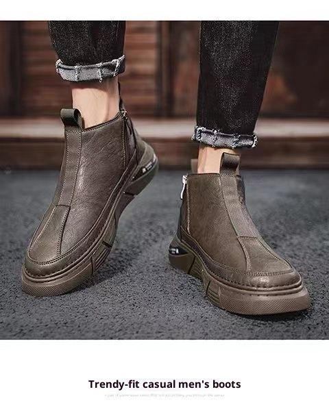 ShoeGlobe, stivali da trekking sportivi casual da uomo, impermeabili, antiscivolo, resistenti all'usura, retrò, stile britannico, autunnali, inodore_voghion.com