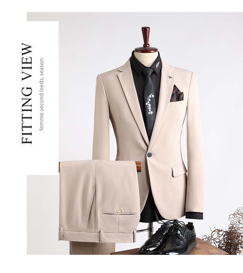 boy Spring New Men's Set Korean Style Slim Fit Fashion Wedding Groomsmen Business Professional Formal Suit_voghion.com