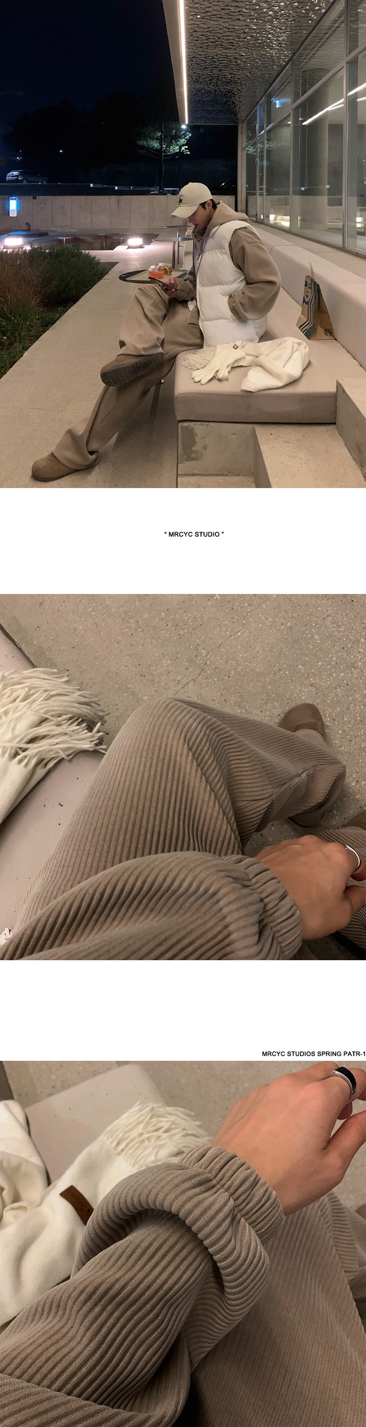 001 MYQ Herbst/Winter Freizeit-Sportanzug für Herren: Lockerer Kapuzen-Cardigan, drapierte, gerade geschnittene lange Hose_voghion.com