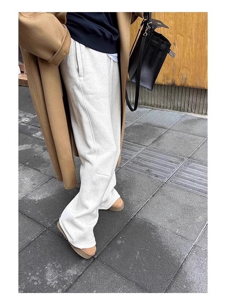 001 Casual sportpak voor dames, herfst/winter 2024 Nieuwe losse korte jas en wijde pijpen tweedelig set, rechte pijpen_voghion.com