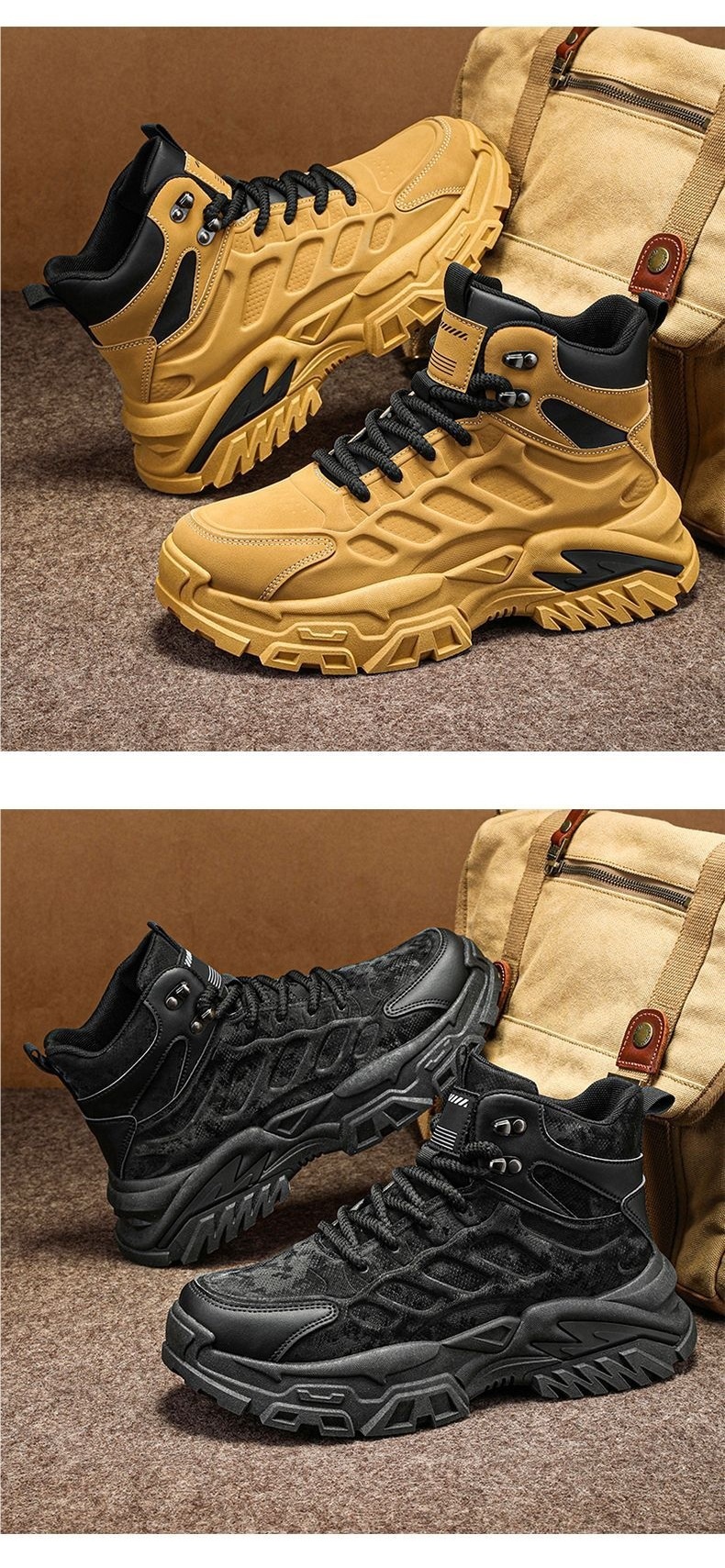 ShoeGlobe Men's Autumn New Outdoor Hiking Sports Waterproof Non-Slip Construction Work Military Style Safety Shoes_voghion.com