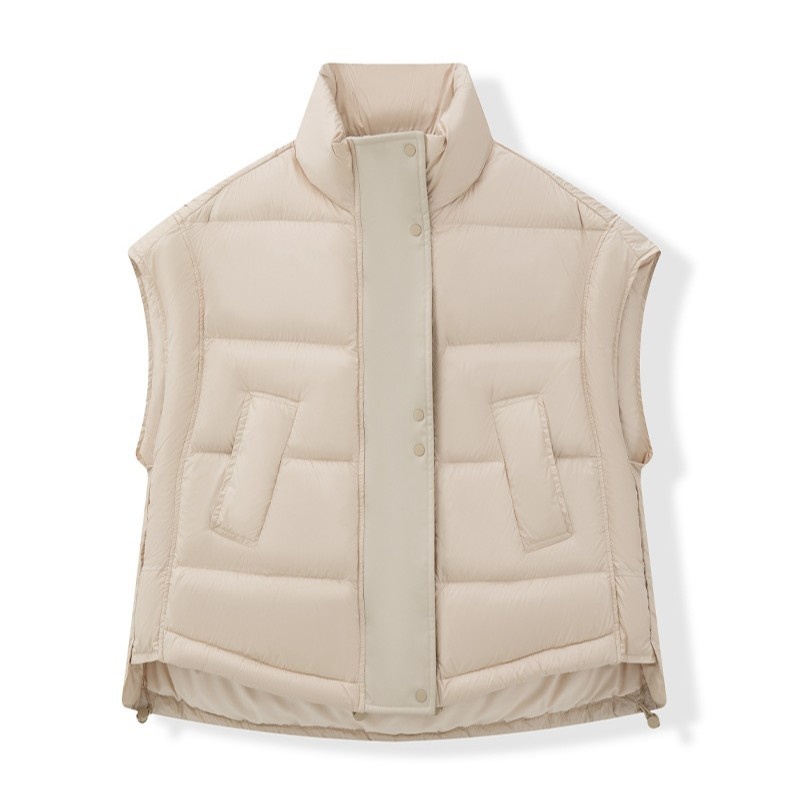 Veste sans manches courte et légère ChicShe pour femme, idéale pour l'automne et l'hiver. Col rond et doublure en duvet._voghion.com