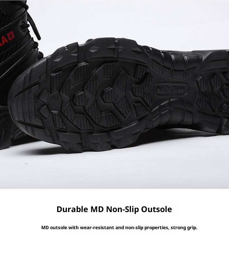 ShoeGlobe Neue Herbst/Winter Herren-Wanderschuhe, schwarz, rutschfest, flacher Absatz, Einheitsgröße, auf Lager, verdickter, hoher Schaft, haftend, vorne_voghion.com