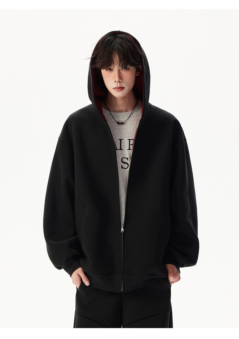 boy Boy American Style Casual Sweatshirt For Men And Women, Autumn New Trendy Loose Fit Versatile Color-Block Couple Hooded_voghion.com