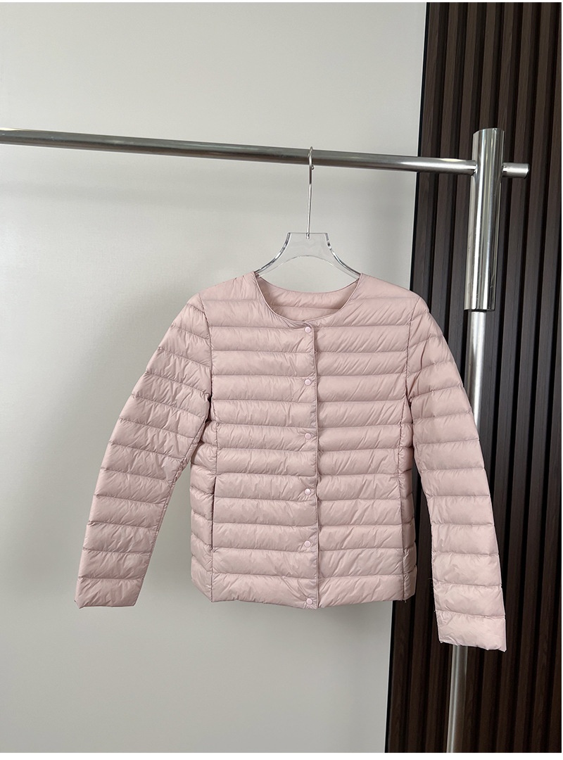 ChicShe Jiaxing Pinghu Down Jacket Short Long Sleeve Thin Collarless V-neck Lightweight Inner Liner Women U Home Same Style Base_voghion.com