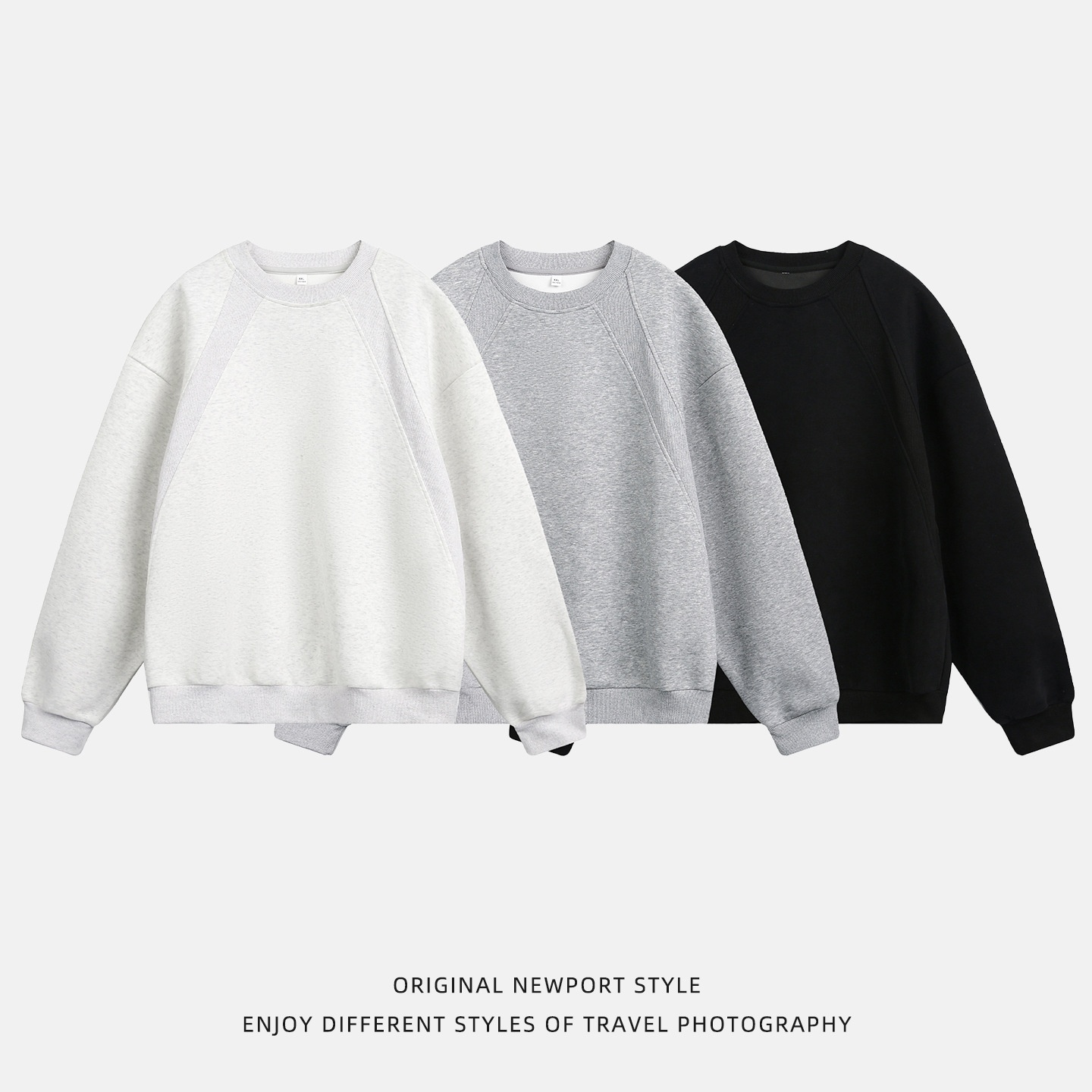 Sweat-shirt à col rond épais en patchwork de coton spatial pour homme, automne, marque tendance, coupe carrée, pull décontracté_voghion.com