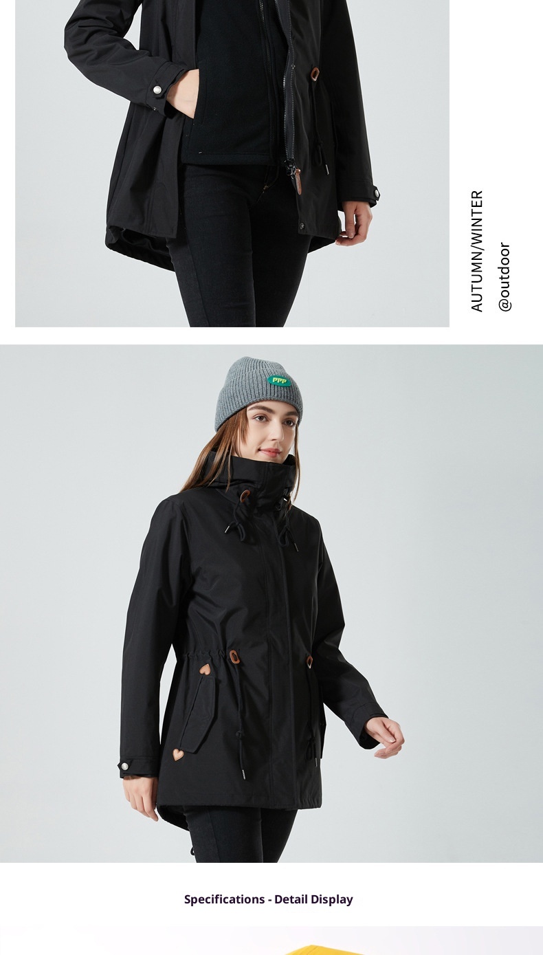 Giacca impermeabile antivento trench di media lunghezza da donna ActiveGo, modello invernale 3 in 1, molto venduta oltre confine_voghion.com