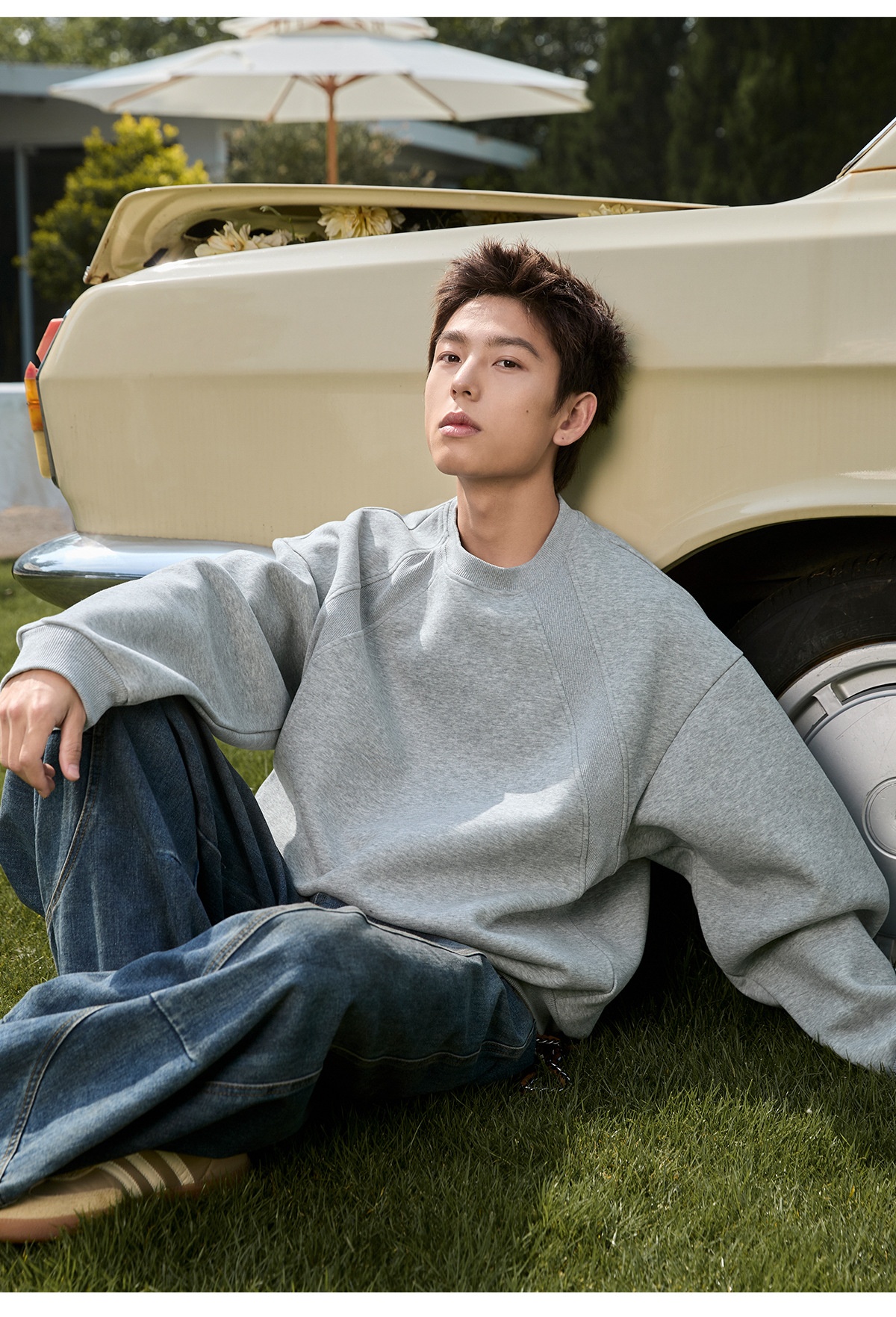 Sweat-shirt à col rond épais en patchwork de coton spatial pour homme, automne, marque tendance, coupe carrée, pull décontracté_voghion.com