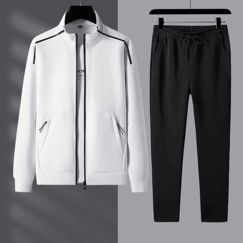 001 Men's Sweashir Spring And Auumn Trendy Plus Size Oversized Sand Collar Cardigan Two-Piece Spors Casual Ouerwear_voghion.com