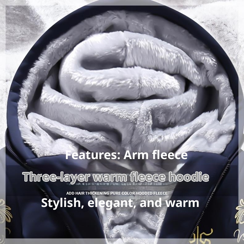 001 Cross-Border Plus Size 2023 Winter Fleece-Lined Thickened Men's Casual Sports Two-Piece Set Youth Korean Version Hooded_voghion.com