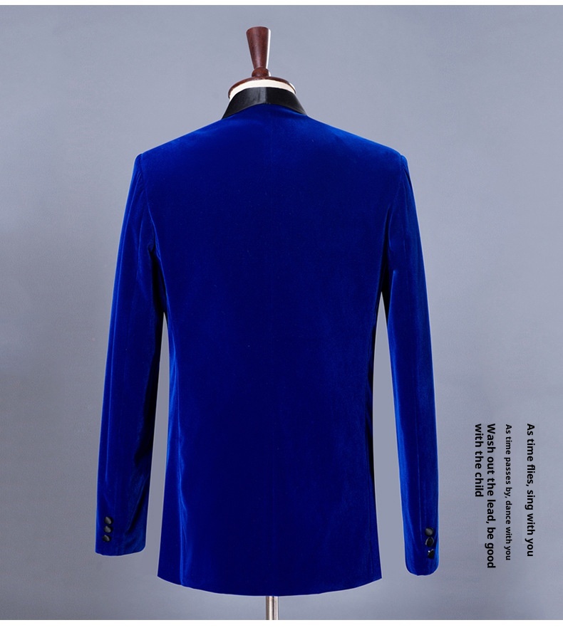 Herren-Freizeitanzug für Jungen, Smoking-Set für Gastgeber, Sänger, Auftrittsoutfit, Bräutigam, Business-Anzug, festliche Kleidung, Burgunderrot, Samt, Königsblau_voghion.com