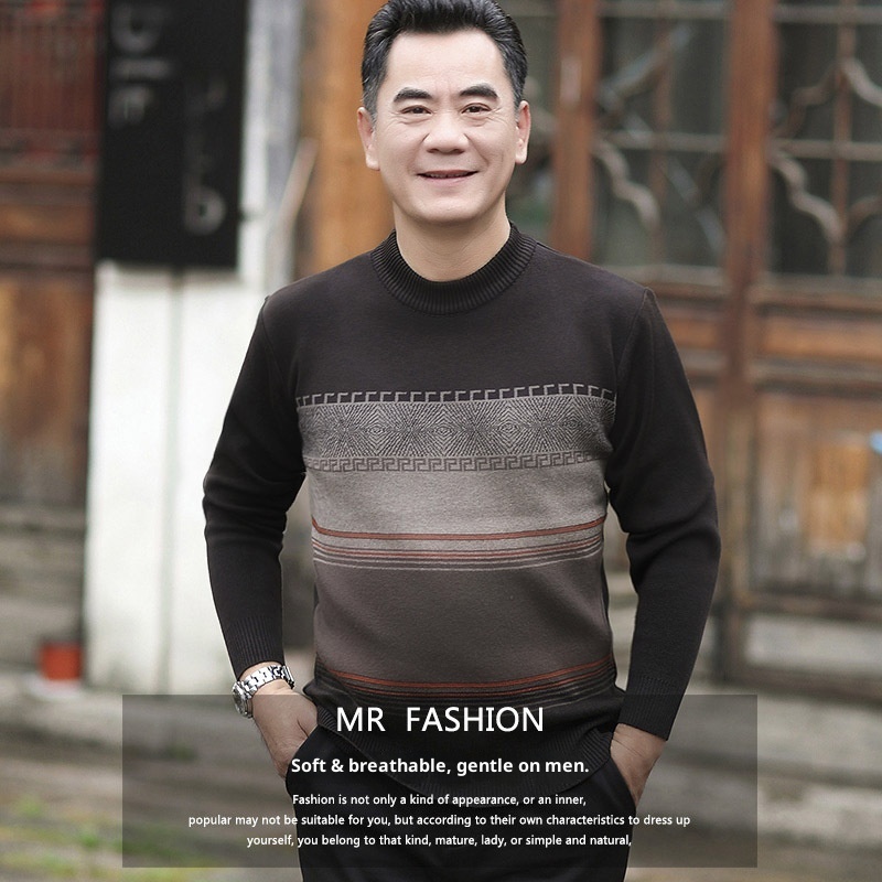 1 Free Shipping Insurance, Thickened Wool Men's Base Layer Sweater Middle-aged Dad's Casual Versatile Wear_voghion.com