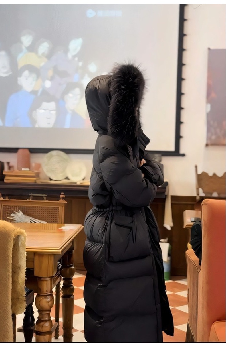 ChicShe 2024 New Winter Large Fur Collar Hooded Thickened Long White Duck Warm Korean Style Women's Down Jacket Coat_voghion.com