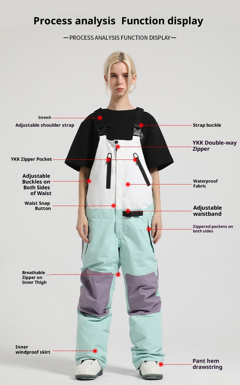 Salopette de snowboard femme style 001, coupe-vent, imperméable, respirante, vêtement de travail chaud pour l'extérieur, pantalon de ski une pièce pour homme._voghion.com