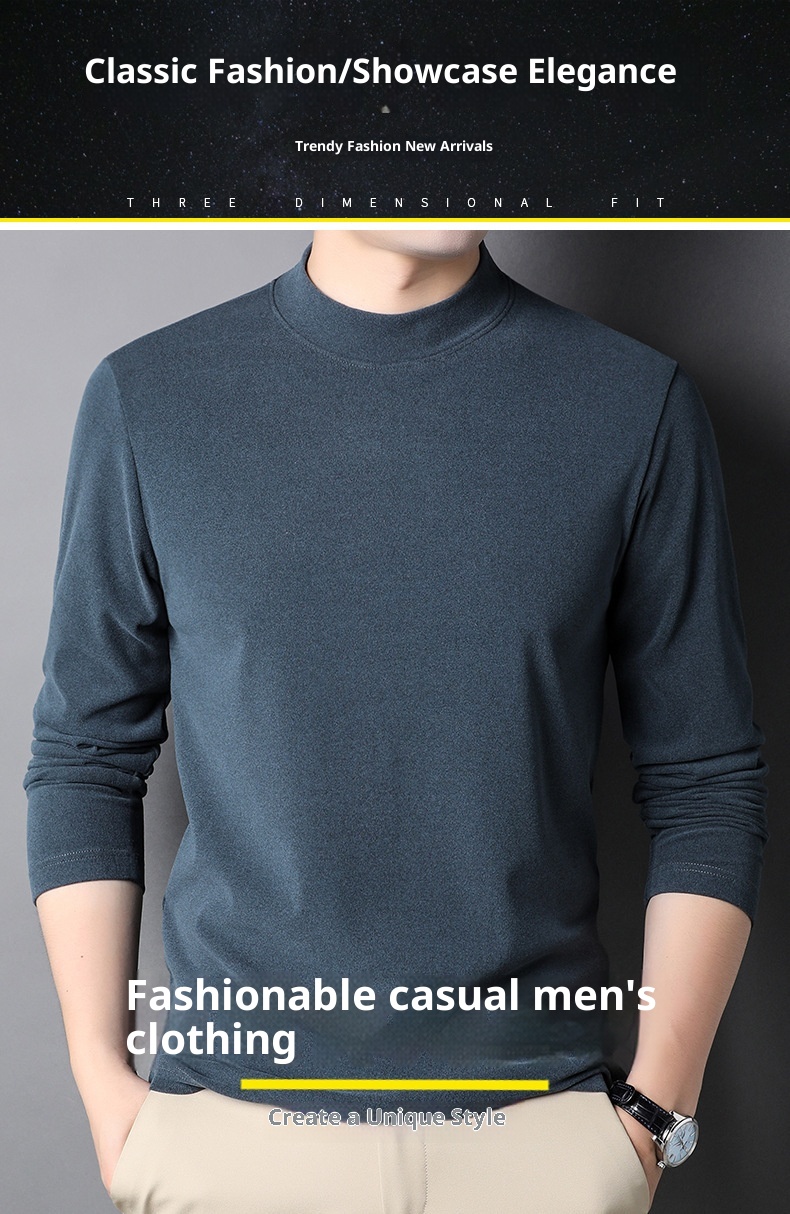 boy Boy Double-Sided Integrated Thermal Half-Turtleneck Sweatshirt For Men 2025 Autumn Winter New Self-Heating Warm Inner Layer_voghion.com