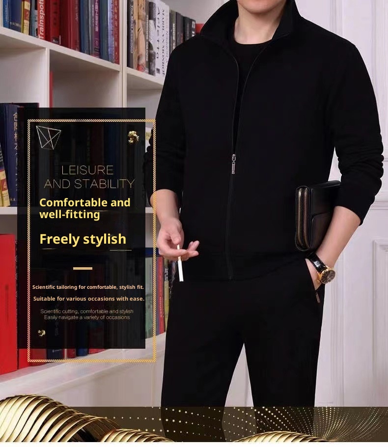 001 Felpa da uomo, tuta da corsa, casual, per giovani, da uomo, da esterno, per autunno e inverno, set da due pezzi per papà di mezza età_voghion.com