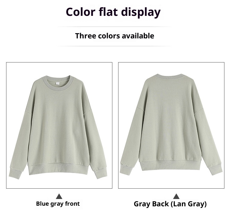 Boy Herren-Sweatshirt in Übergröße, lockere Passform, überschnittene Schultern, lange Ärmel, Rundhalsausschnitt, einfarbig, aus reiner Baumwolle, lockere Passform, Oversize-Schnitt, Rundhalsausschnitt, einfarbig._voghion.com