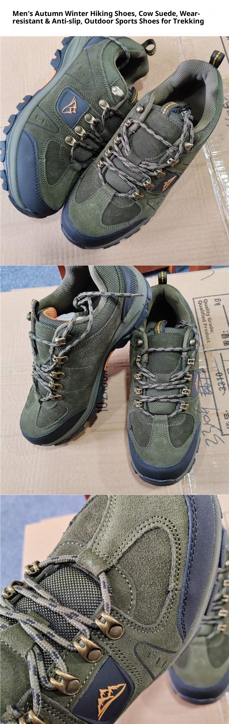 ShoeGlobe Autumn Winter Mountain Cowhide Wear-resistant Non-slip Men's Off-road Outdoor Sports Hiking Shoes_voghion.com