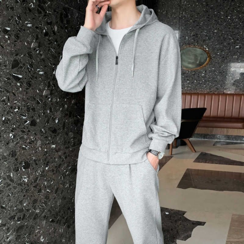 001 Sportlicher Winteranzug, neue Mode, lockerer Kapuzenanzug, dünn, für Herren, Cross-Border-Bekleidung_voghion.com