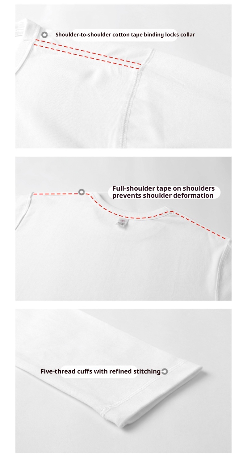 Maglietta a maniche lunghe bianca da uomo, 300 g, in puro cotone, semplice, spessa, non trasparente, strato di base, traspirante per la primavera e_voghion.com