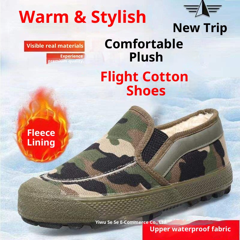 ShoeGlobe Neue Modelle: Bequeme, rutschfeste Winterschuhe aus Baumwolle mit rutschfester Gummisohle, ideal für Baustellen, Wanderungen und Freizeit. Fleecegefüttert._voghion.com