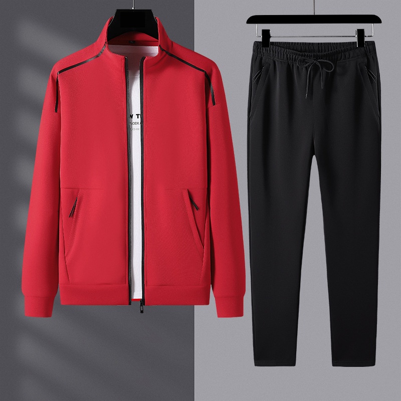 001 Men's Sweashir Spring And Auumn Trendy Plus Size Oversized Sand Collar Cardigan Two-Piece Spors Casual Ouerwear_voghion.com