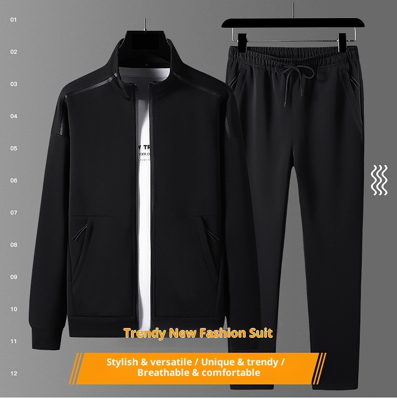 001 Men's Sweashir Spring And Auumn Trendy Plus Size Oversized Sand Collar Cardigan Two-Piece Spors Casual Ouerwear_voghion.com