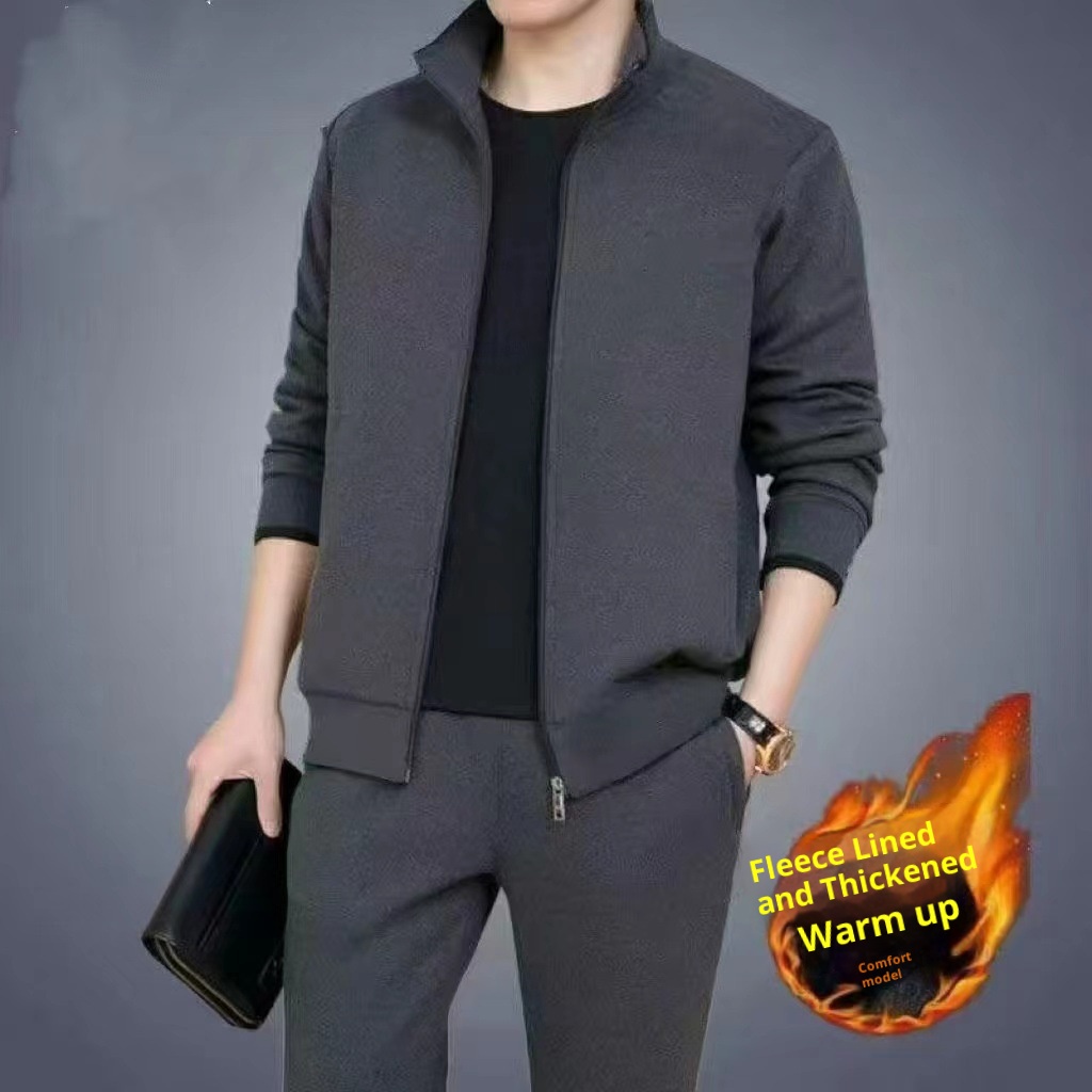 001 Felpa da uomo, tuta da corsa, casual, per giovani, da uomo, da esterno, per autunno e inverno, set da due pezzi per papà di mezza età_voghion.com