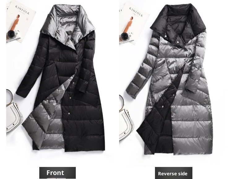ChicShe Cross-Border Lightweight Down Jacket For Women, White Duck Down, 2024 Winter New Mid-Length Double-Sided Over-the-Knee_voghion.com