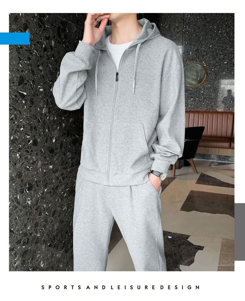 001 Sportlicher Winteranzug, neue Mode, lockerer Kapuzenanzug, dünn, für Herren, Cross-Border-Bekleidung_voghion.com