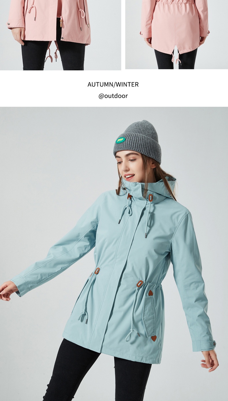 Giacca impermeabile antivento trench di media lunghezza da donna ActiveGo, modello invernale 3 in 1, molto venduta oltre confine_voghion.com