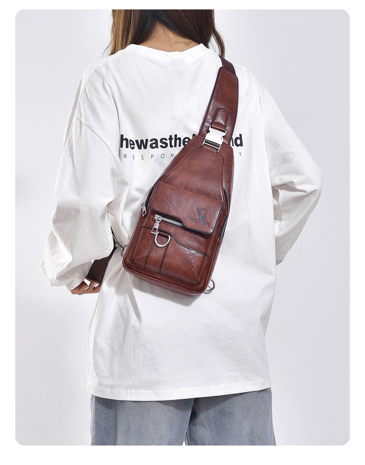 001 Cross-Border Chest Vintage Versatile Shoulder Large Capacity Waterproof Sling Bag, Crossbody For Men, High-End Men's Bag_voghion.com