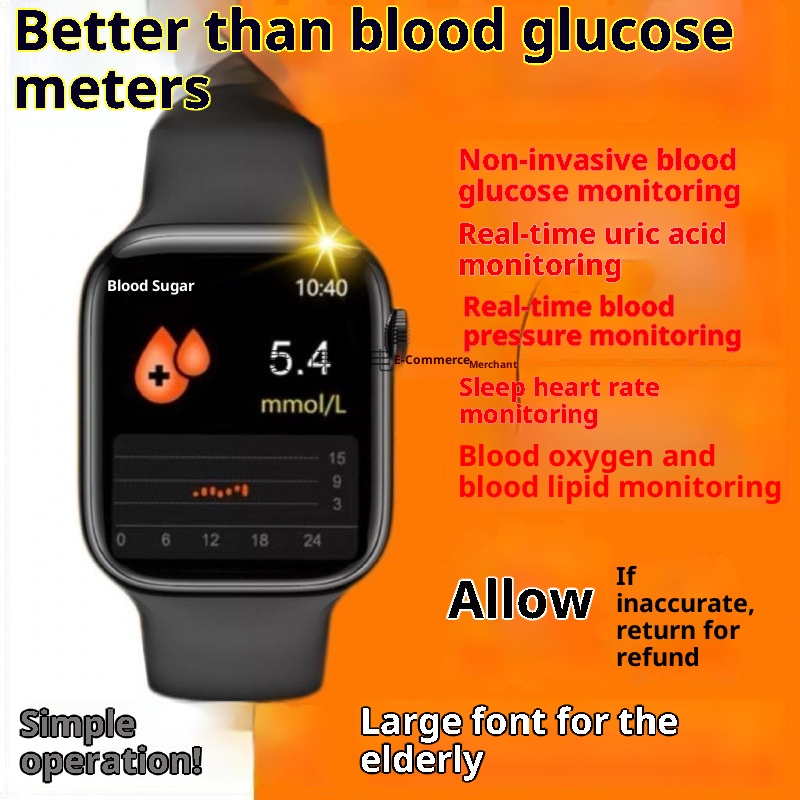 2025 New Smart Watch Accurate Sugar Lipids Blood Pressure Uric Acid Heart Rate Sleep Monitoring Suitable For Elderly_voghion.com